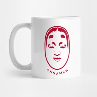 Traditional Japanese Masks, Onnamen, stylized design Mug